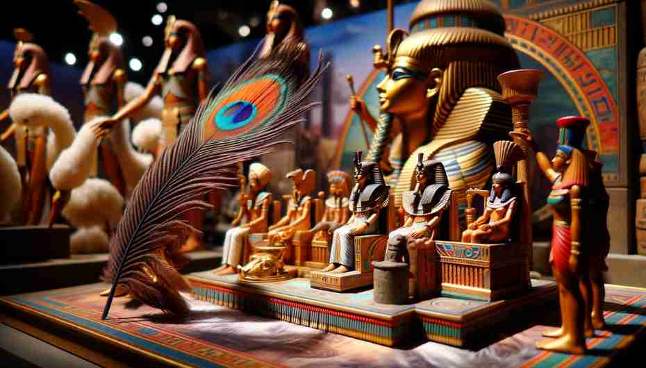 A staged scene of the ancient Egyptian 'weighing of the heart' ceremony
