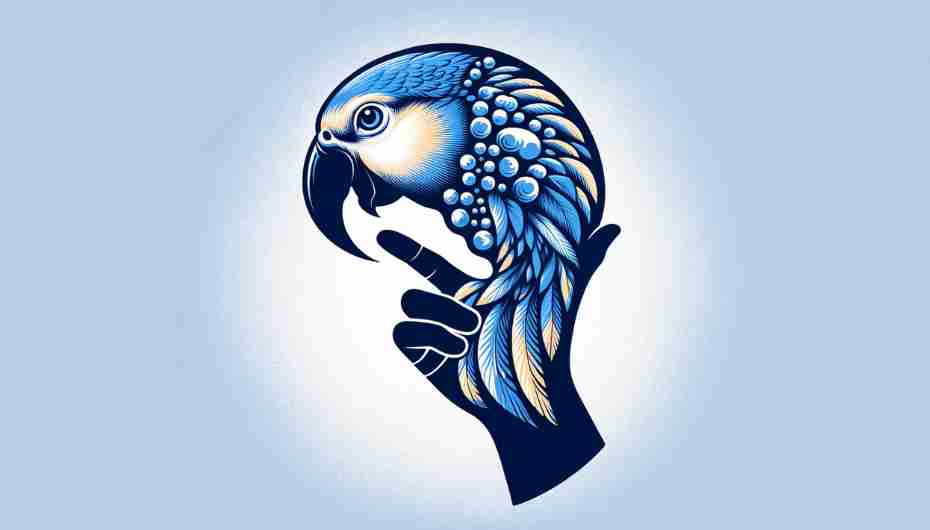 Parrot engaging in human speech mimicry