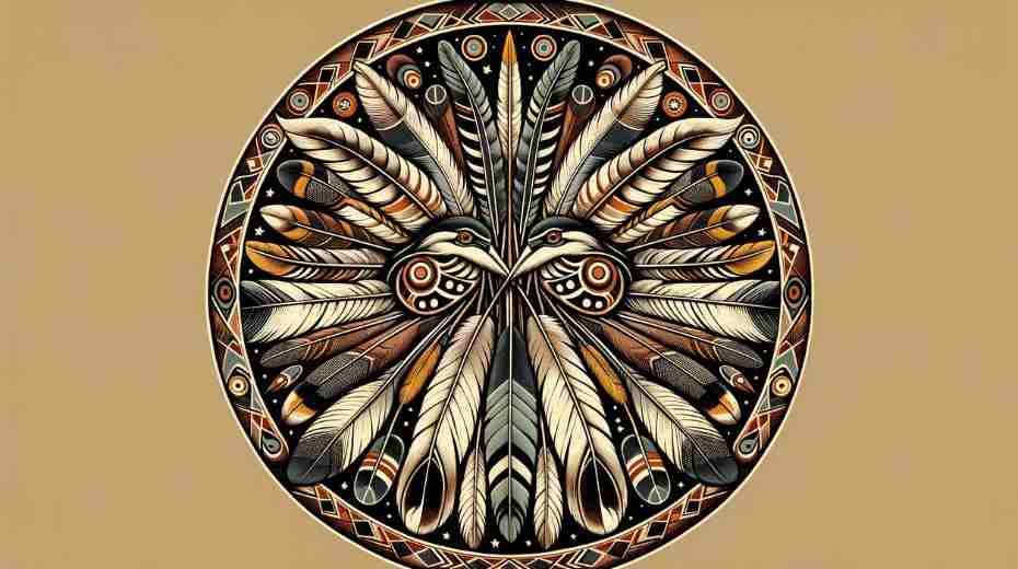 Native American art featuring heron feathers, showcasing traditional designs and cultural significance.