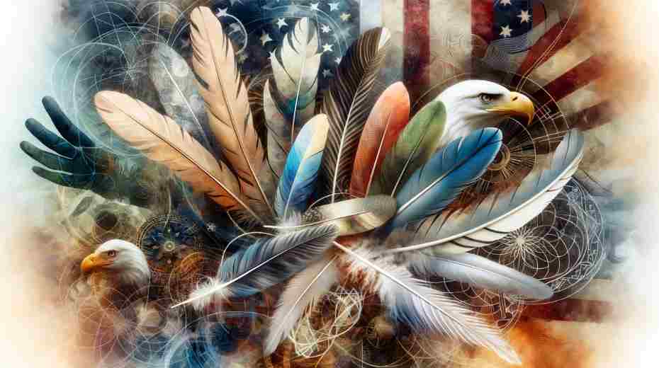 The Symbolism of Eagle Feathers Across Cultures:  eagle feathers in various cultural contexts, symbolizing strength, freedom, and spiritual connection across different cultures and belief systems.