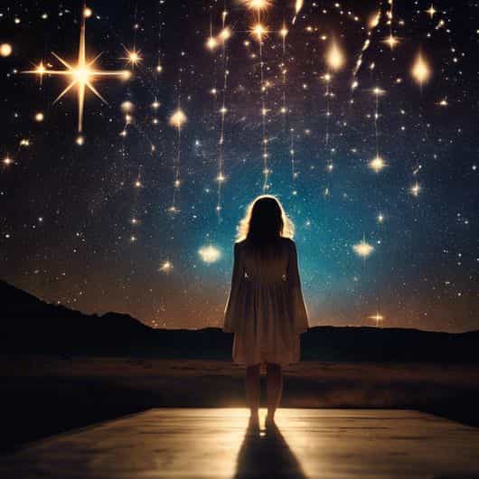 An image illustrating the use of the metaphysical and energetic properties of stars for spiritual healing, manifestation, and connecting with celestial beings through practices like starlight meditation and star essences.