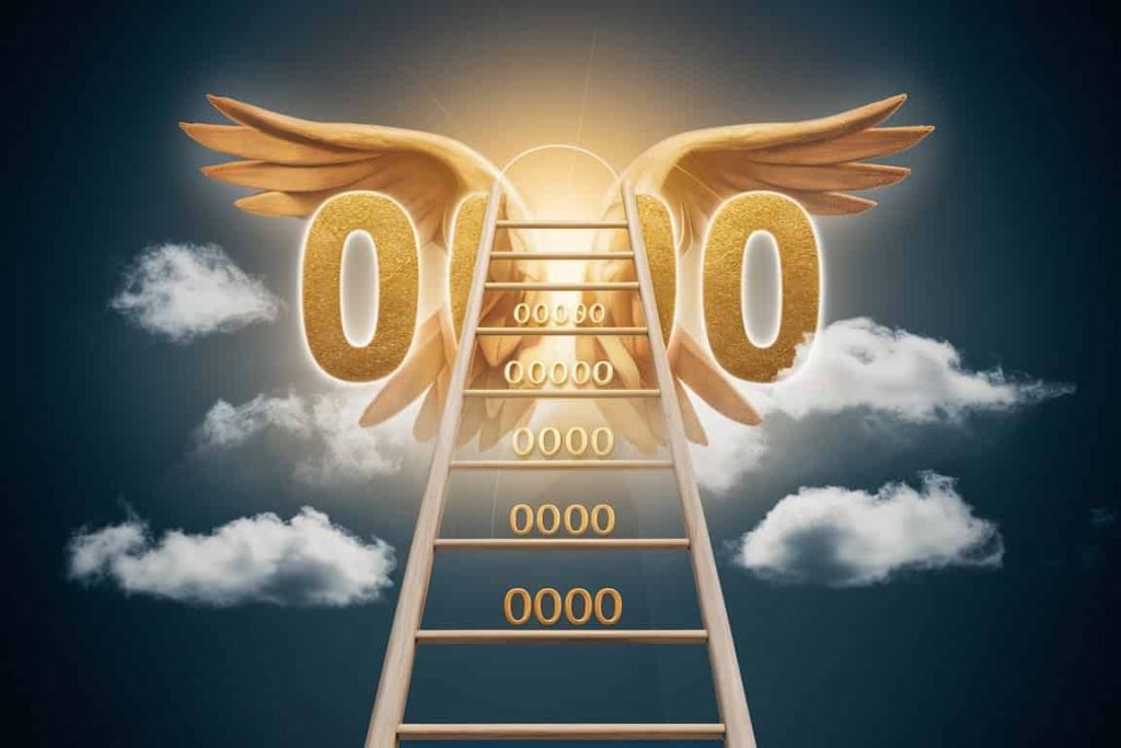 Career ladder with 0000 rungs leading to golden opportunity
