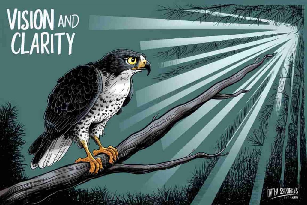 Illustration showcasing the hawk's keen vision as a metaphor for spiritual clarity and foresight.