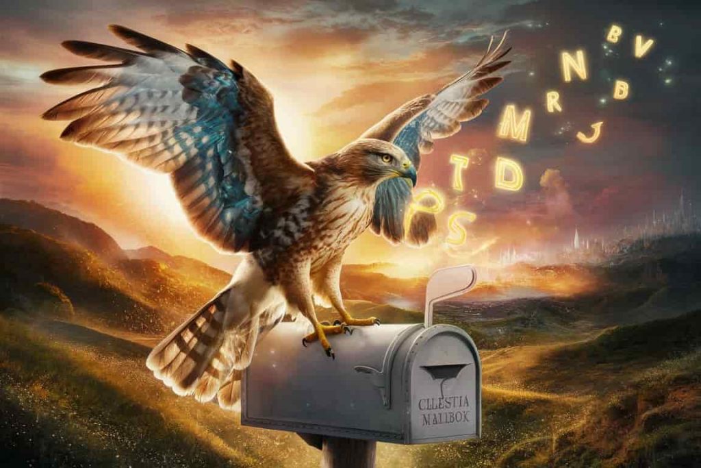 a hawk delivering spiritual messages, symbolizing its role as a divine messenger