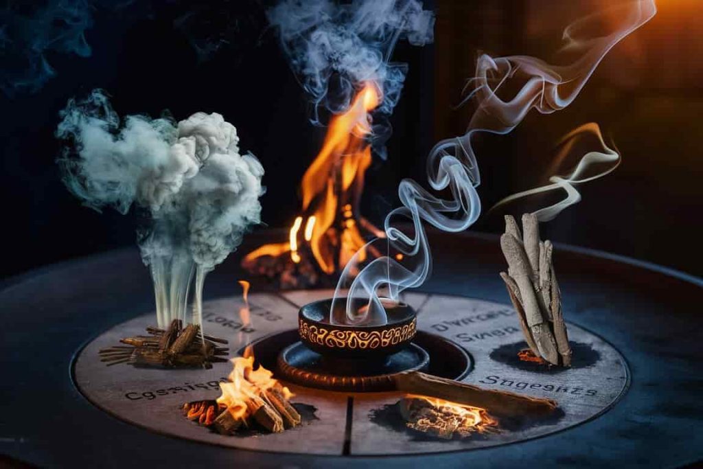Circular diagram of smoke types and their spiritual meanings