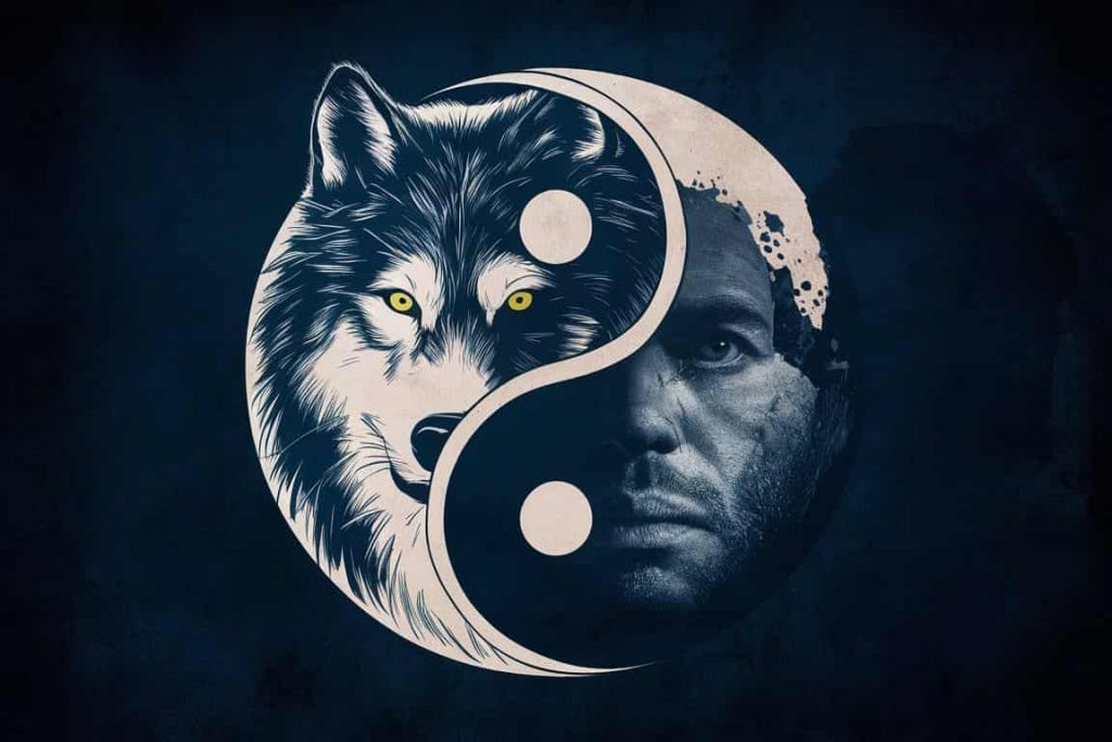 Artistic representation of the intertwined symbolism of wolves and the moon, showcasing their associated qualities