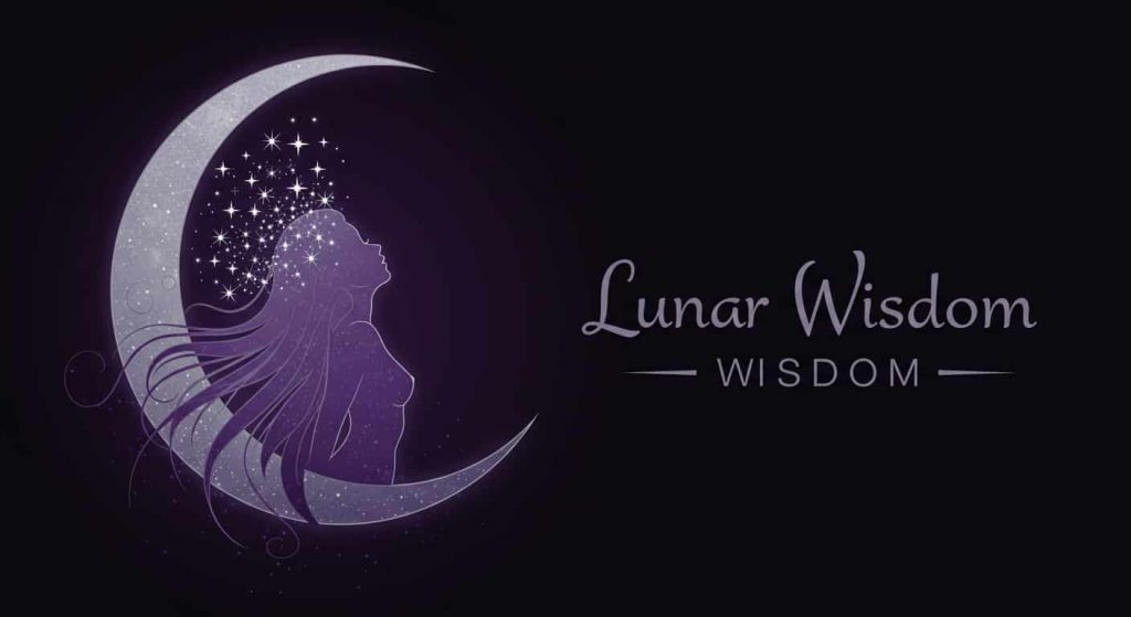 A feminine silhouette emerging from a crescent moon with a star crown, symbolizing the connection between the crescent moon and star symbol and feminine energy, intuition, and wisdom.