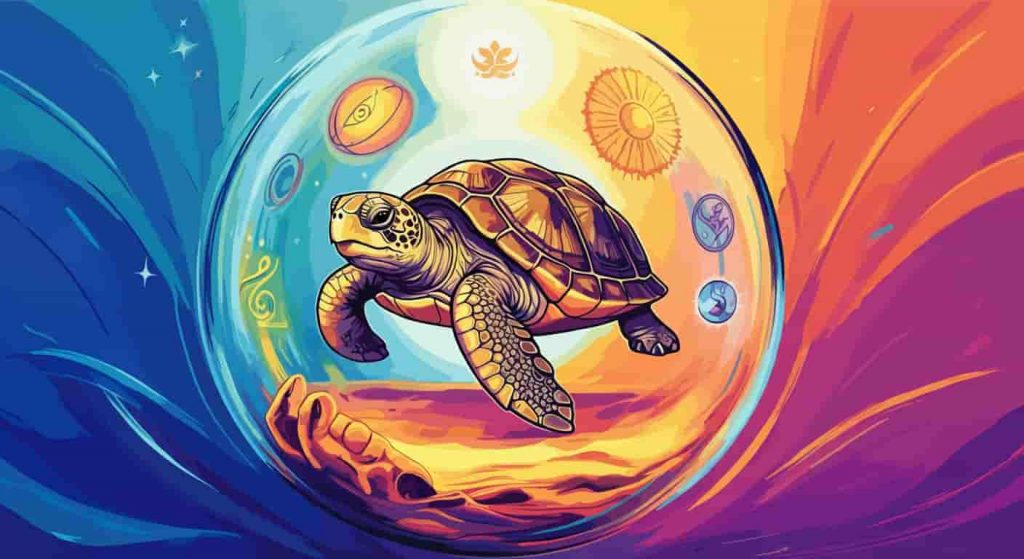 Symbolic image of a turtle inside a protective sphere, representing the concept of setting personal boundaries and self-protection.