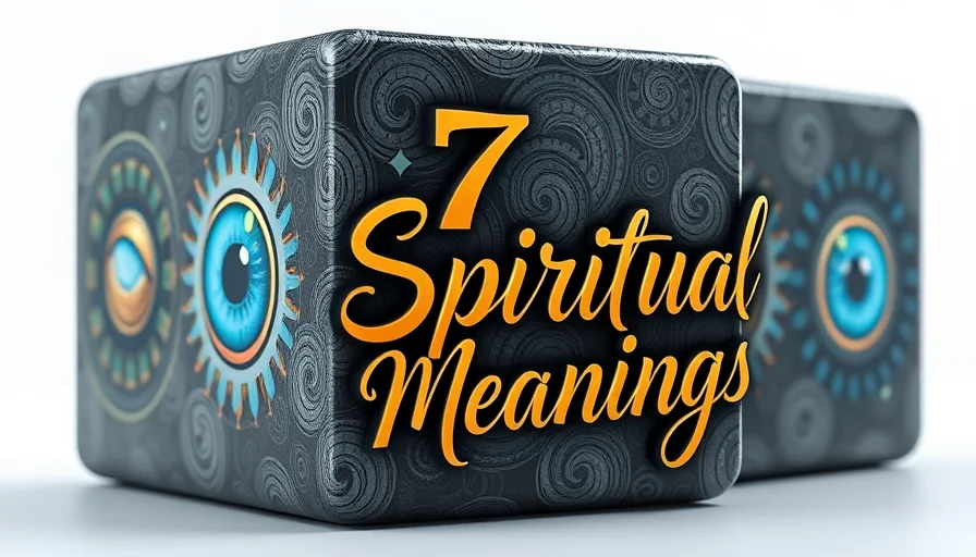 Ukiyo-e and dark fantasy style image for "Unveiling 7 Key Spiritual Meanings & Symbolism" section, depicting a cubea with faces showing spiritual meanings and the text "7 Spiritual Meanings."