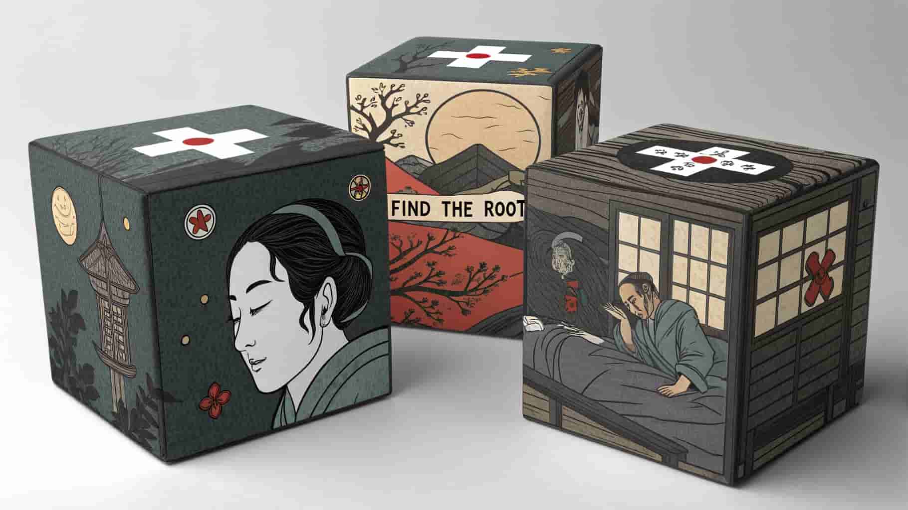 3D rendering of cubes with faces depicting medical, lifestyle, environmental, and psychological causes of waking up gasping for air, including sleep apnea, stress, and anxiety.