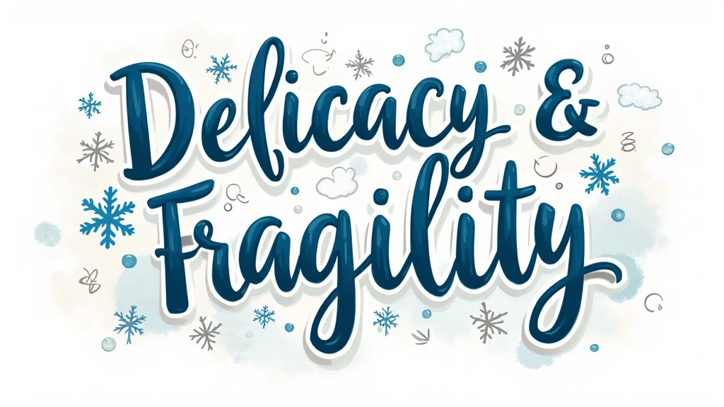 Image for "Delicacy and Fragility" features a macro shot of a snowflake resting on a fingertip, emphasizing its delicate structure and vulnerability.