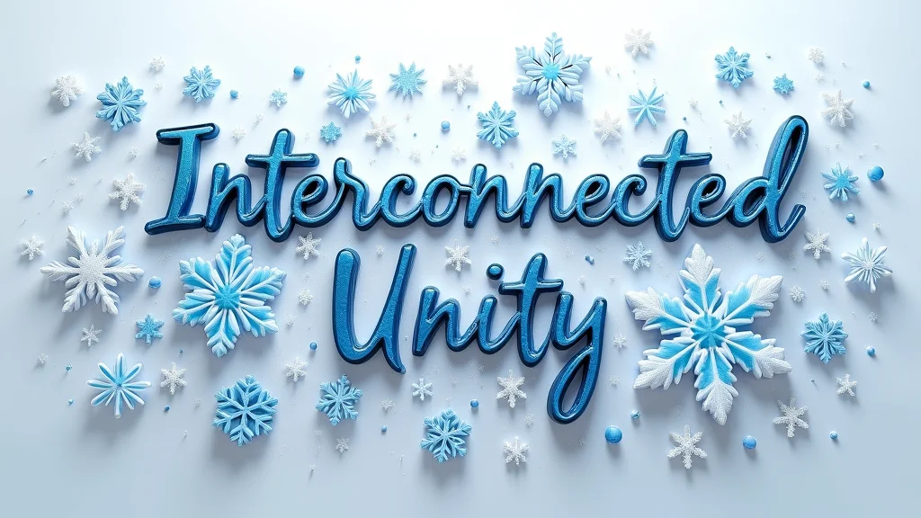 Image for "Interconnectedness and Unity" depicts many snowflakes joining together to form a larger, unified snow blanket, illustrating the concept of individual elements creating a powerful whole.