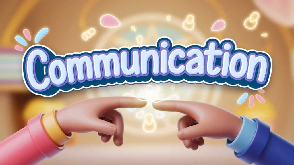 Image representing communication and connection linked to right thumb twitch, showing two hands reaching out to each other, with right thumbs subtly highlighted, connected by glowing lines of communication and symbolic elements of connection in the background.
